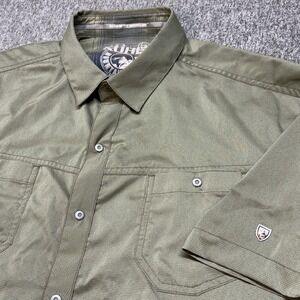 Kuhl Stealth Shirt Mens XL Green Short Sleeve Snap Front Performance Hiking